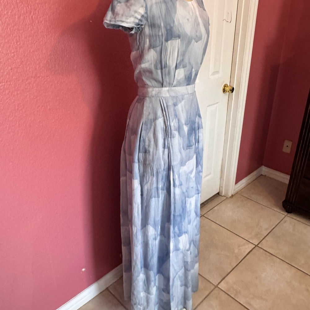 Anne Gorke Elegant Blue Patterned Dress - Picture 10 of 13